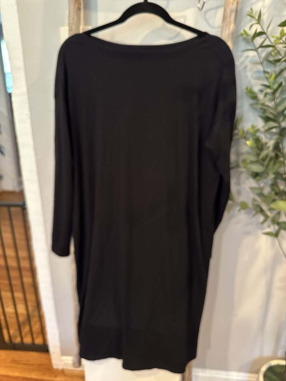 Eileen Fisher Long Sleeve Dress Size S/P Black Boatneck